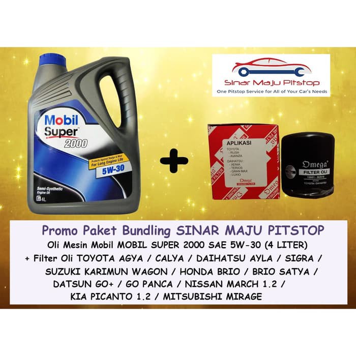 Paket Bundling Oli MOBIL 1 SUPER 5W-30 API SN 4 Liter & Filter Oli DAIHATSU AYLA & DAIHATSU SIGRA