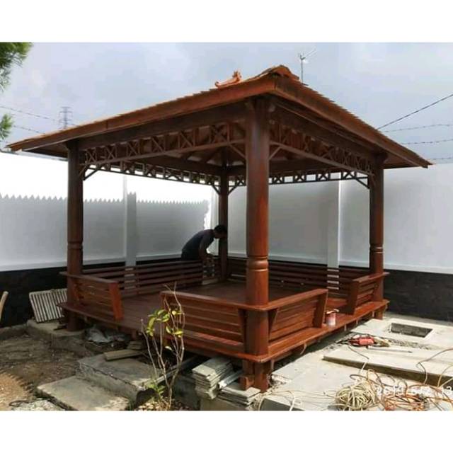 Saung gazebo size 3mx3m kayu kelapa
