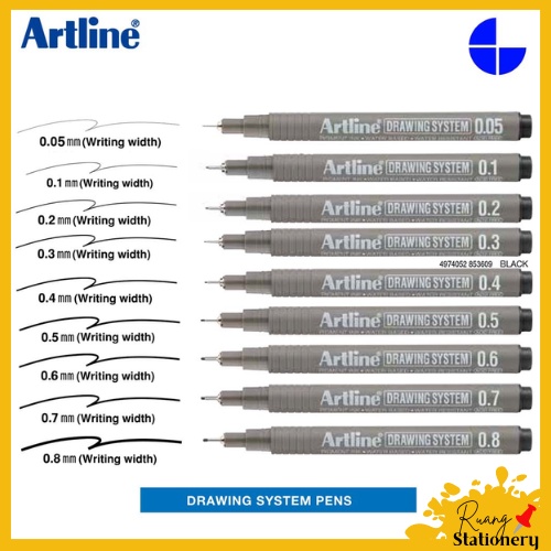 

Drawing Pen ARTLINE Hitam 0.1mm - 0.8mm [1 Kotak Isi 12 Pcs]