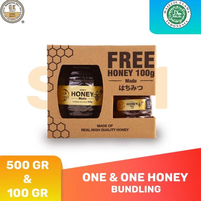 

Cuci Gudang Awal Tahun [PAKET BUNDLING] Quick Fresh Honey / Madu Murni 500GR + 100GR Jar Cuci Gudang