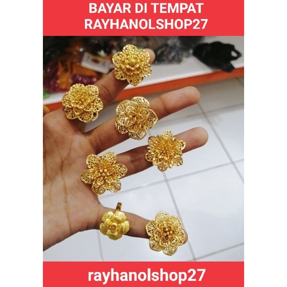 RO-27 GELANG WANITA MOTIF BUNGA dan CINCIN MOTIF BUNGA acsesoris xuping terbaru