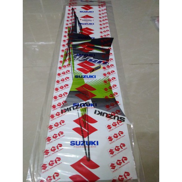 STIKER BODI STRIPING SHOOTER FI PUTIH HIJAU ORIGINAL SUZUKI B22J00NAFR