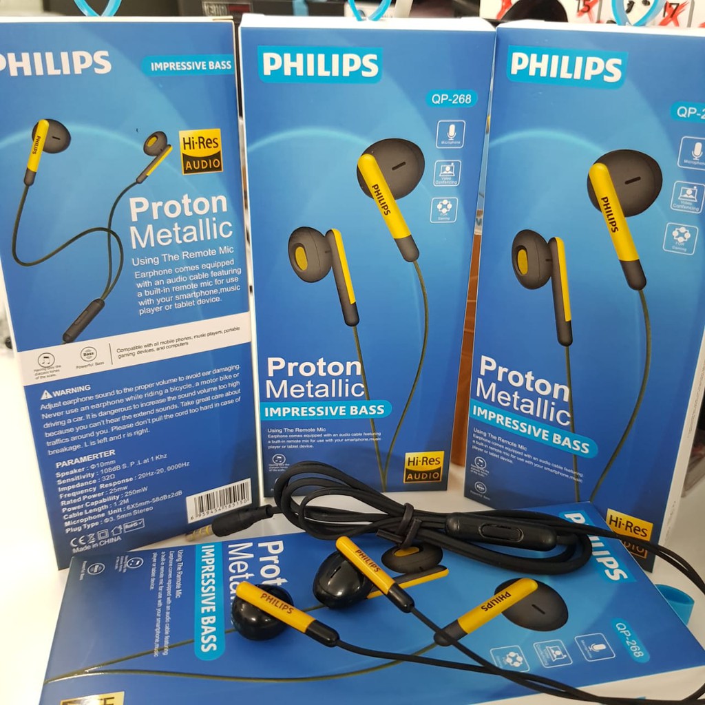 Headset Philips Proton Metalic QP-268 Handsfree superbass Philips [PM]