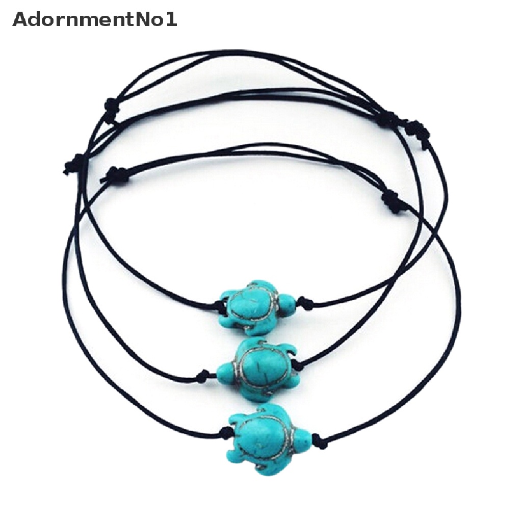 (AdornmentNo1) Gelang Kaki Rantai Gaya Boho Motif Kura-Kura Aksen Turquoise Untuk Perhiasan Wanita / Pantai