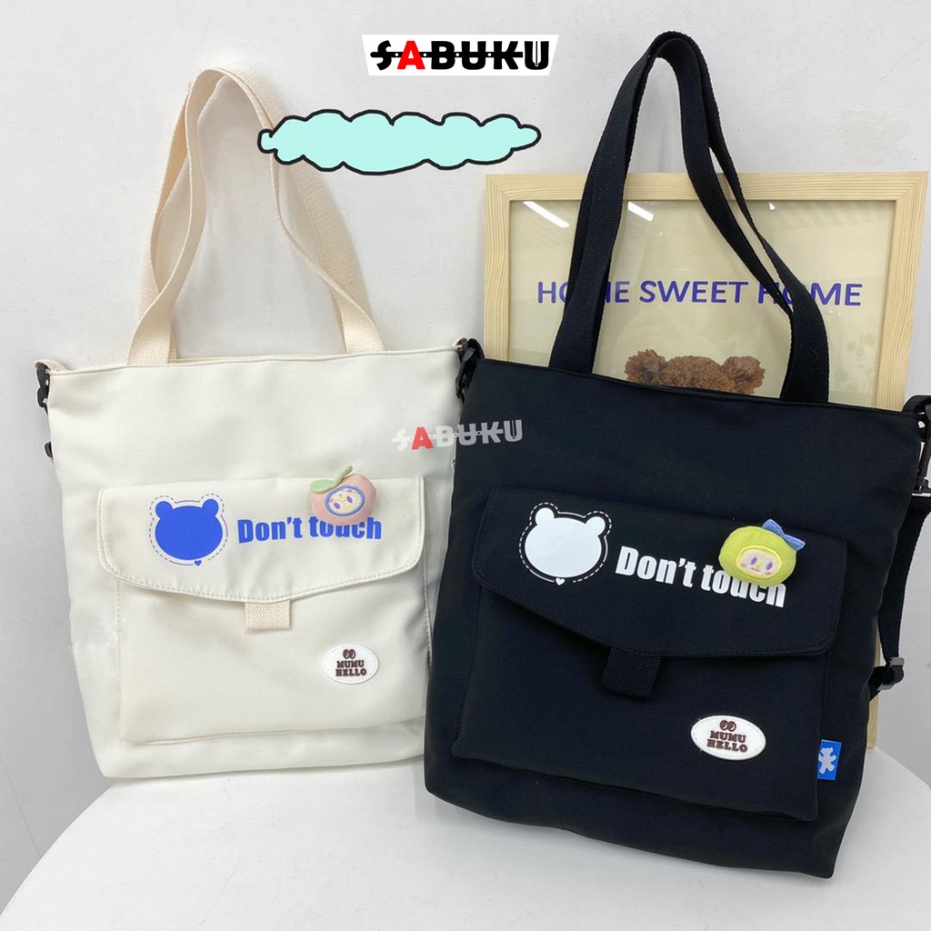 Totebag Rahma Wanita Pria KPOP Korean Bahan Kanvas Tote Bag Resleting Aesthetic Untuk Kuliah Jinjing Bahu Kekinian Bahan Kanvas - 264