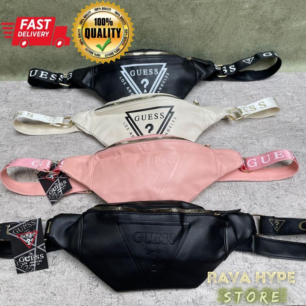 Waistbag Guess Leather / Tas Selempang Kulit Pria Wanita Tas Pinggang
