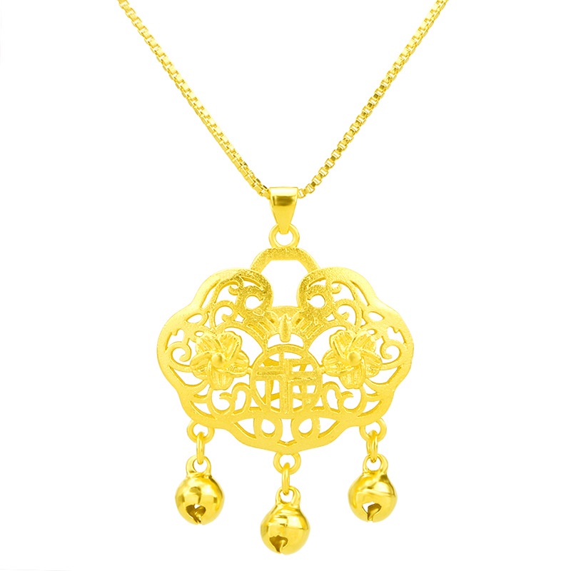 Kalung Emas Asli Kadar 375 Dengan Liontin Gembok Panjang 916