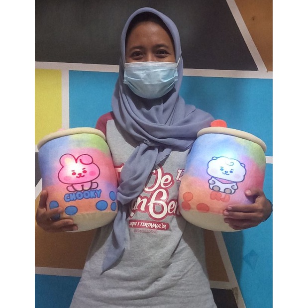 Boneka Boba Rainbow LED Karakter BTS BT 21 UK L 25Cm Velboa Printing Murah
