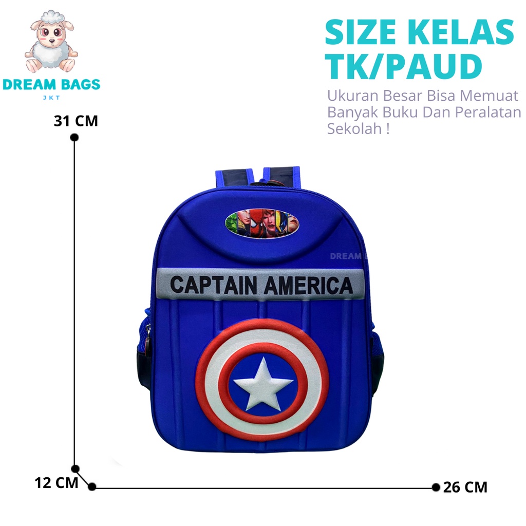 Dream Bags Tas Sekolah TK Capten Import DB-2013 Ransel Anak Laki Laki Paud