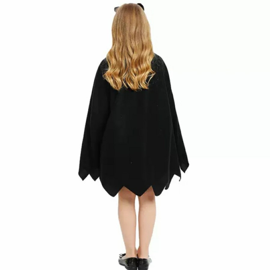 Black Cat kids Cape costume Halloween kostum anak Kucing hitam jubah