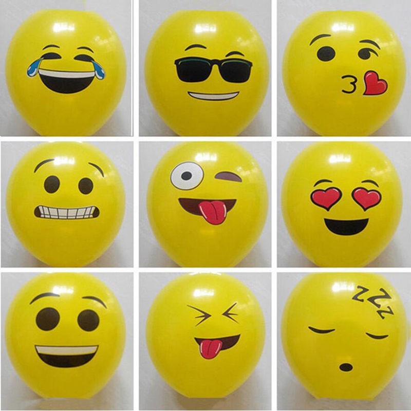 10Pcs Balon Latex Motif Emoji Smiley Face untuk Dekorasi Pesta Ulang Tahun / Pernikahan 12inch