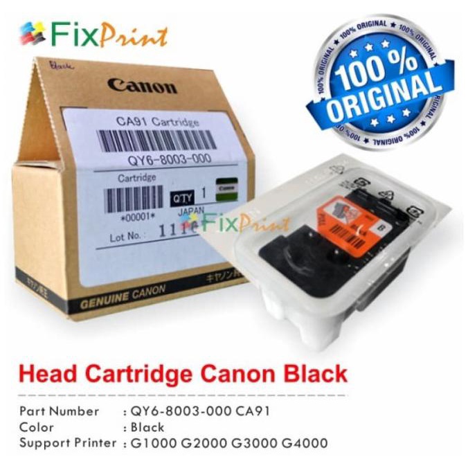 HEAD CARTRIDGE BLACK CA91 ORI - PRINTER CANON G1000 G1010 G2000 G2010 SAE 