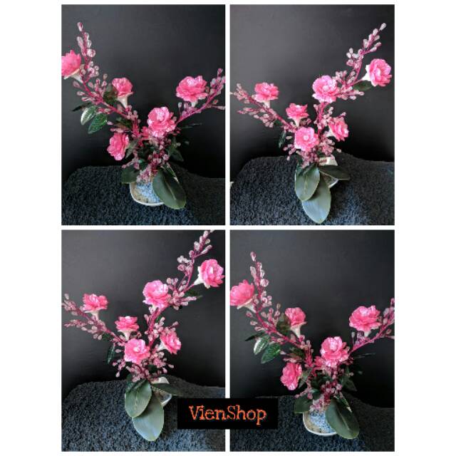 bunga akrilik pink besar