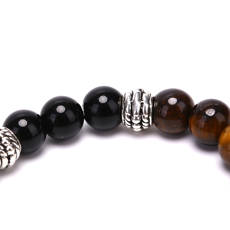 {LUCKID}Natural Stone Bead Bracelet Tiger Eye Magic Hematite Obsidian Bangle Women