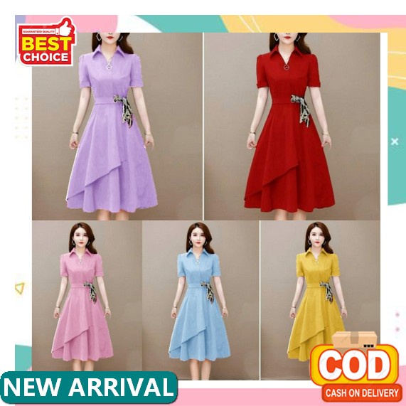 Dress Pesta Premium Kondangan Wanita Full Brokat Pendek Korea Kekinian Dress Imlek Terbaru 2021 Dres