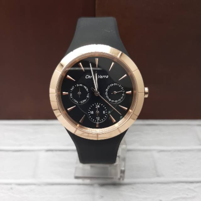 CHRIST VERRA WANITA CV 71613L-35 ORIGINAL ( BLACK ROSEGOLD )