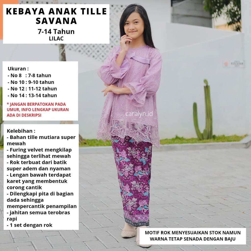 KEBAYA ANAK SET SAVANA KEBAYA TILLE 7-14 TAHUN