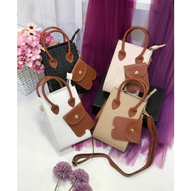 TAS WANITA VIRAL TIKT0K CROCO MINI FREE POUCH TERMURAH TAS BUTIK SUPER BEST SELLER