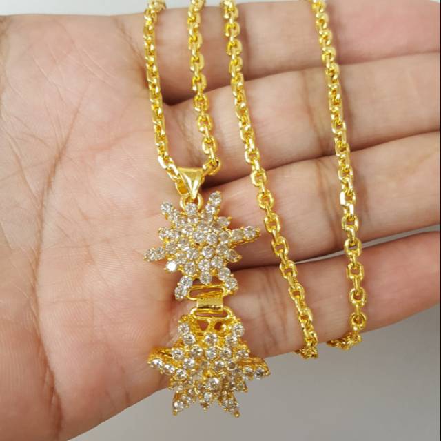 Kalung Bandul Permata Pancar Lapis Emas 24k