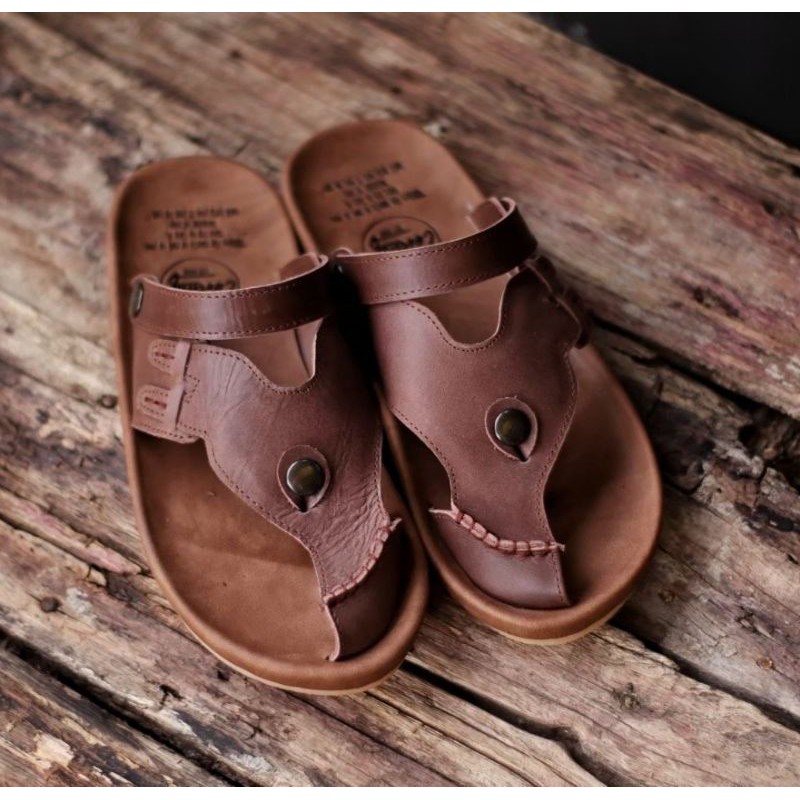 LUCKY BROWN Sandal pria kulit asli cevany original handmade sandal jepit kulit pria bisa COD