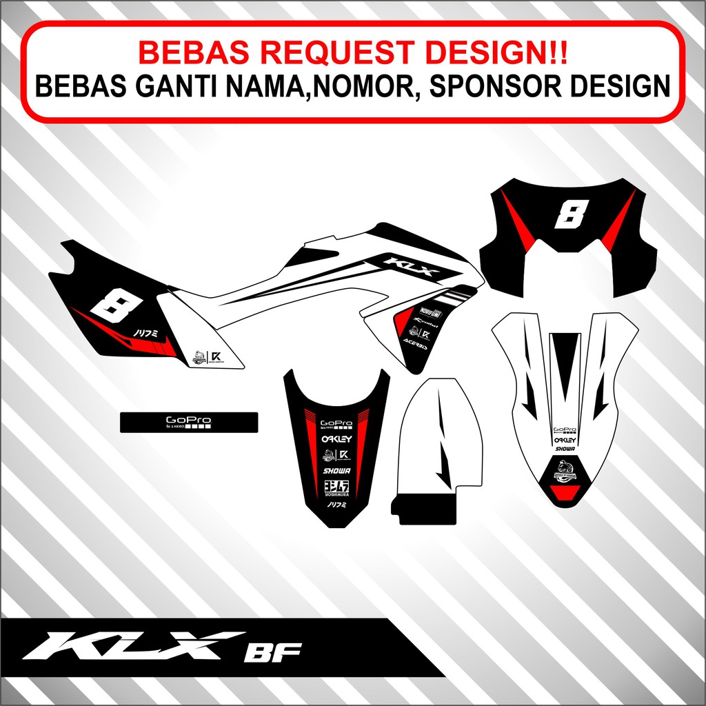 Decal Klx Bf Full Body Putih hitam Simple