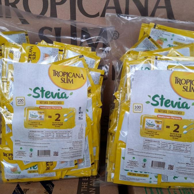 

Tropicana Slim Stevia Gula Rendah Kalori Isi 100 Sachet