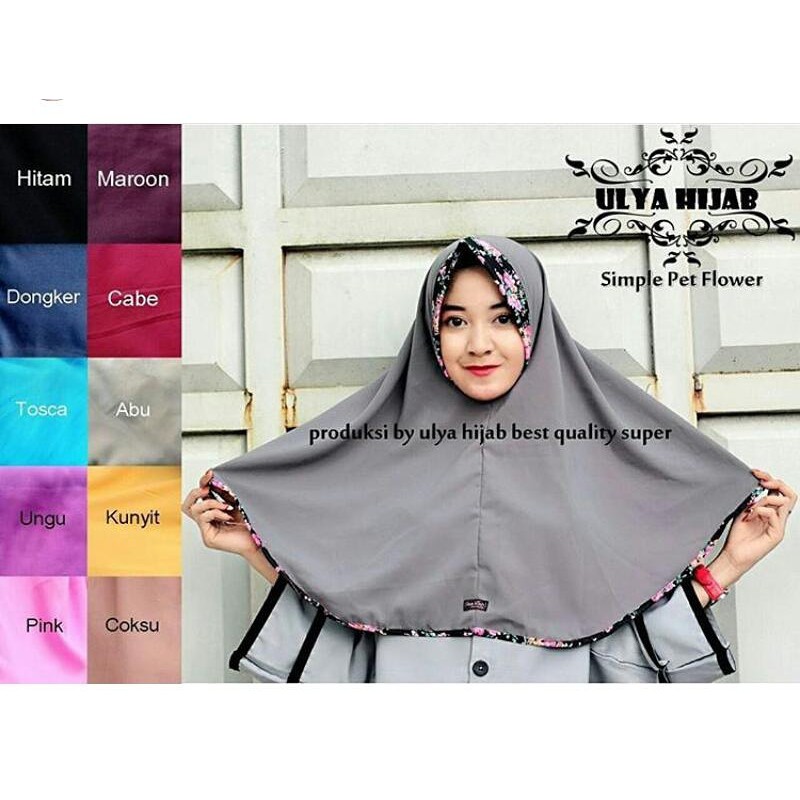 PRE-ORDER MIN 2KODI jilbab instan simple khimar pet flower bahan wolfis BRAND ULYA HIJAB