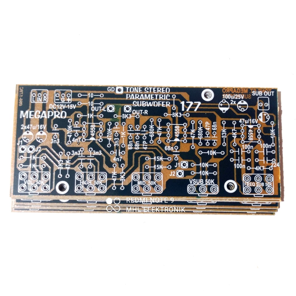PCB Tone Control Stereo PARAMETRIC PARAMETRIK SUBWOOFER FREKUENSI 177 MEGAPRO
