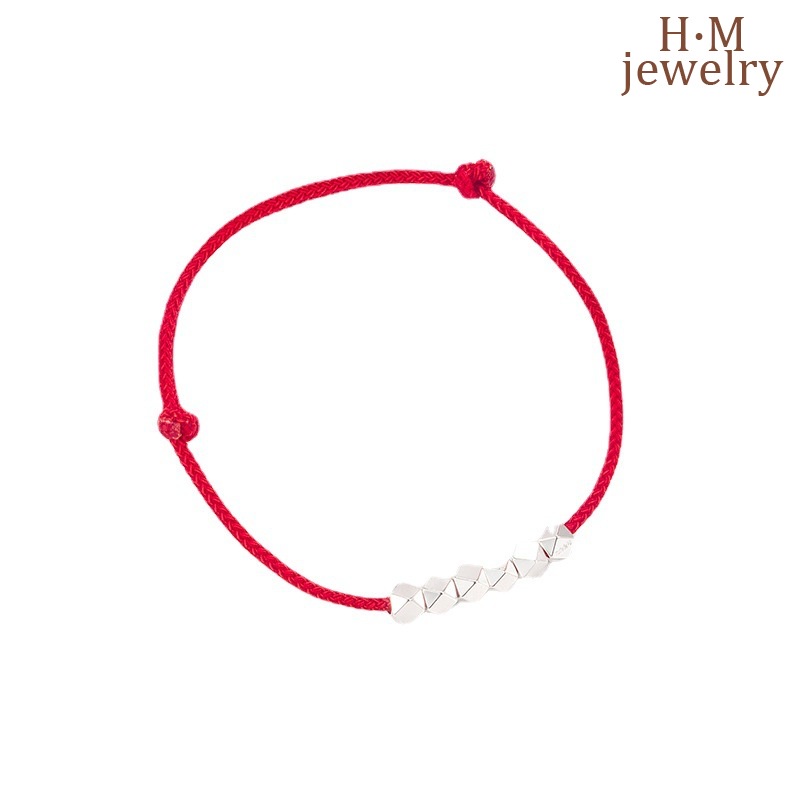 Gelang Tali Warna Merah Bahan S925 Silver Untuk Pasangan