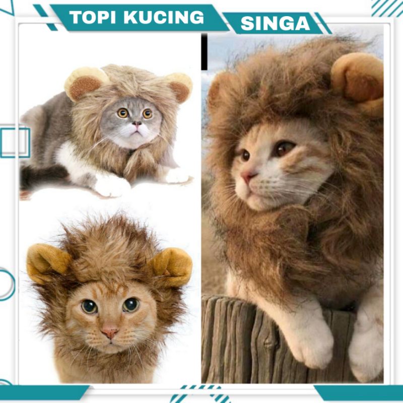 Topi Singa Untuk Kucing dan Hewan Peliharaan / Costum Kucing Natal / Topi kucing / Topi Aniing