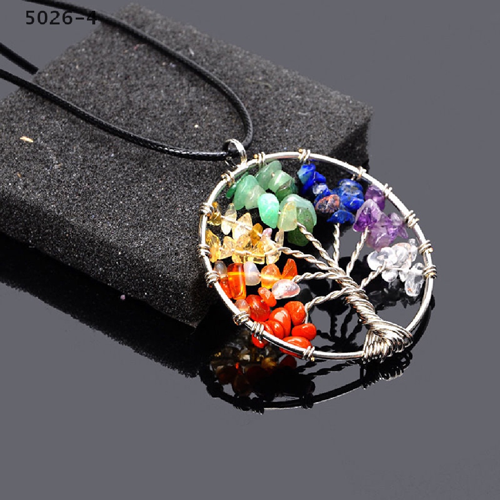 5026-4 Hot Life Tree Pendant Necklace Natural Crystal Quartz Gemstone 7 Chakra Healing 5026-4