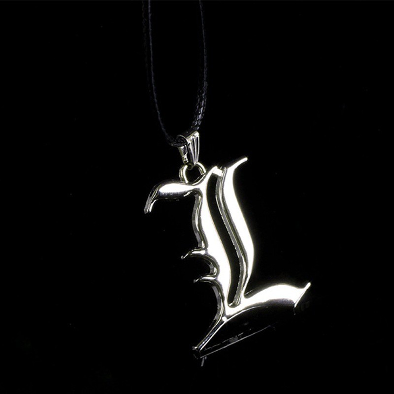 HOT Anime Death Note Silver Letter L Pendant Metal Necklace Charm Cosplay Gift