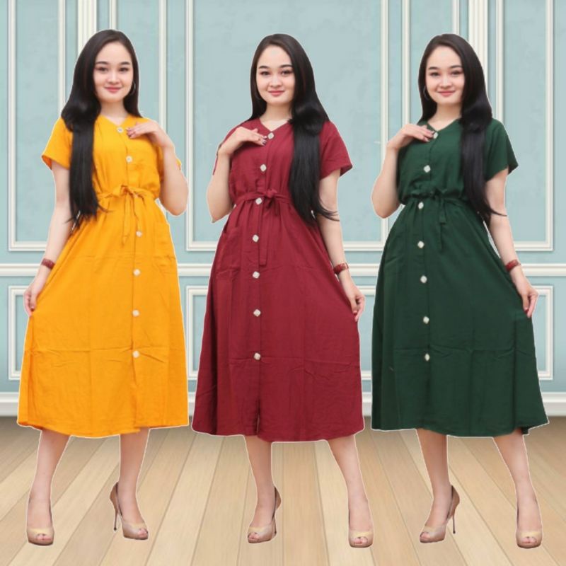 Dress full kancing,daster full kancing,daster virall