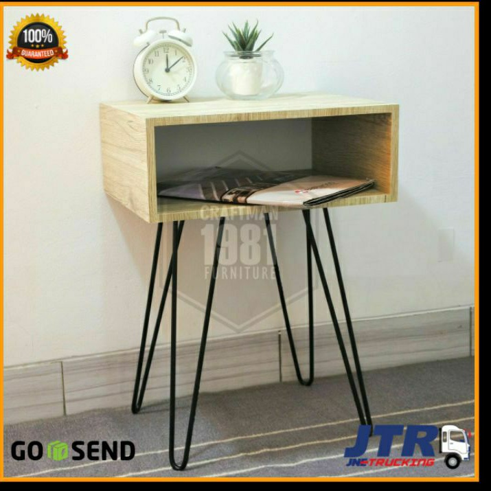Meja Samping Tempat Tidur Warna - Putih Kayu (Nakas02)