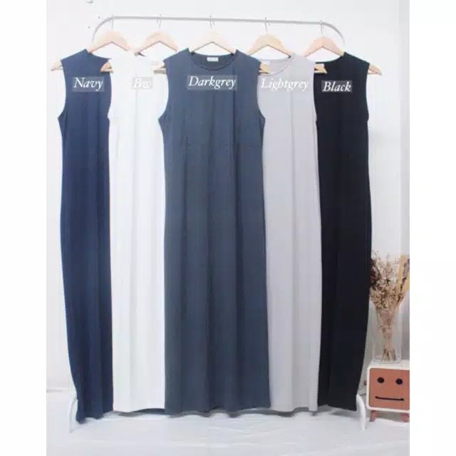 baju wanita Inner Span dress Jersey inner dress tanpa lengan