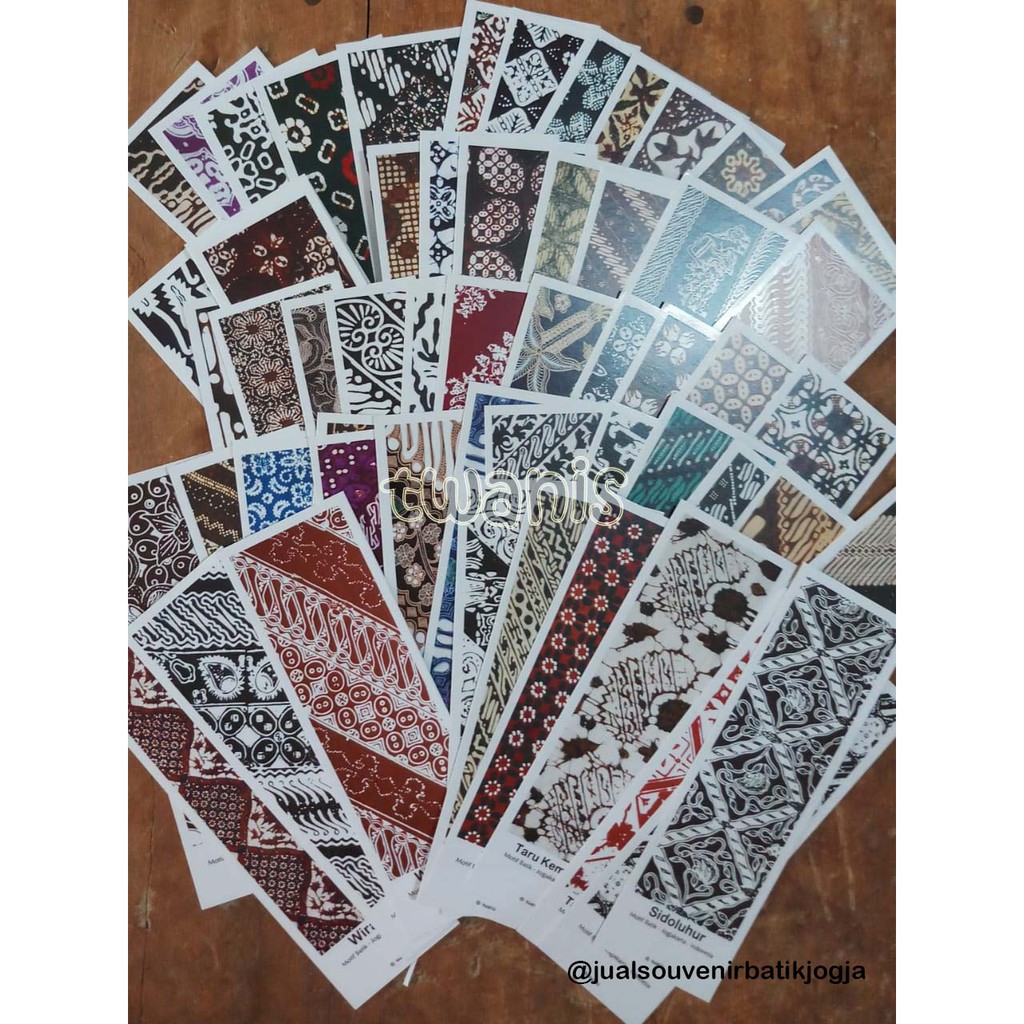 

30 LEMBAR PEMBATAS BUKU BATIK BOOKMARK MOTIF BATIK JOGJA DENGAN 30 MOTIF YG BERBEDA