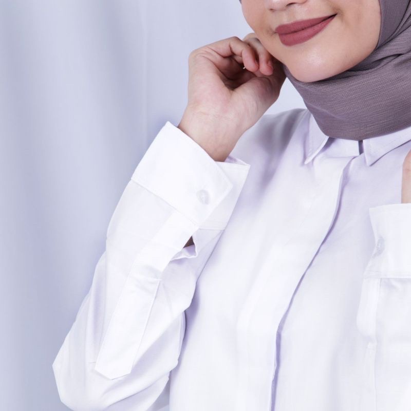 KEMEJA KERJA WANITA / KEMEJA PUTIH FORMAL WANITA PREMIUM / KEMEJA POLOS PUTIH KERJA