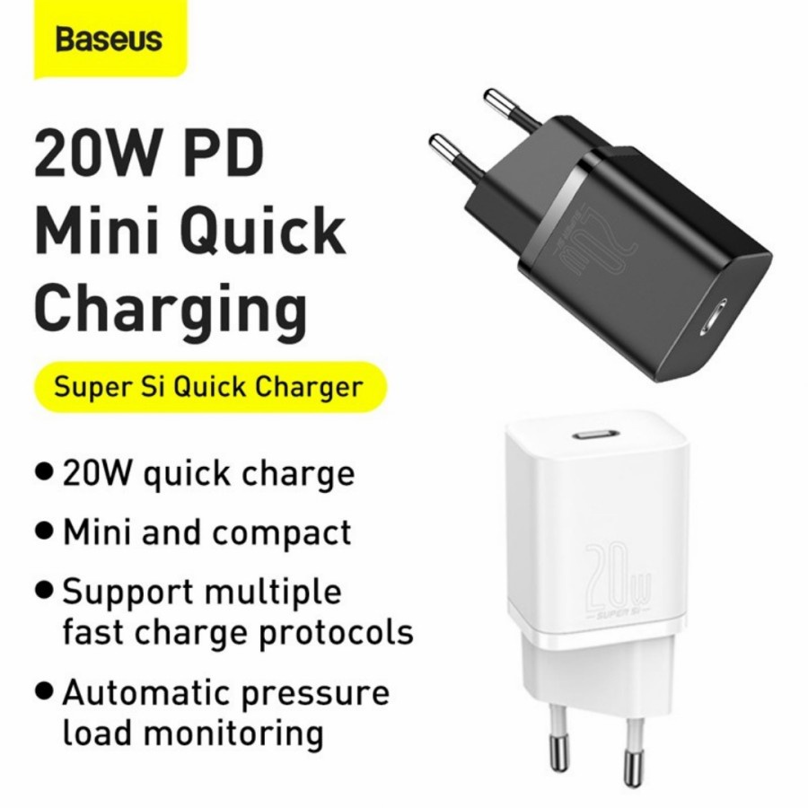 Baseus Original Super Si Charger Adaptor 20W 3A TYPE C PD Fast Charging Iphone 11 12 Samsung Kapala Adapter Casan Ori 20 Watt Tipe C Oppo Vivo XiaoMi