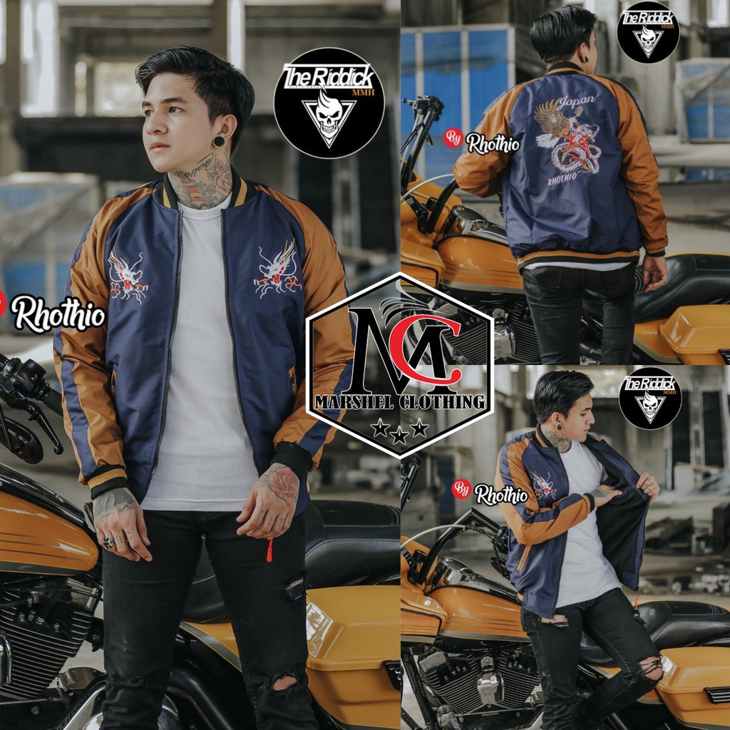 RCL - JAKET SUKAJAN TASLAN BORDIR DRAGON JEPANG PREMIUM JAKET SUKAJAN 2021 TERBARU JAKET BOMBER PRIA KEREN