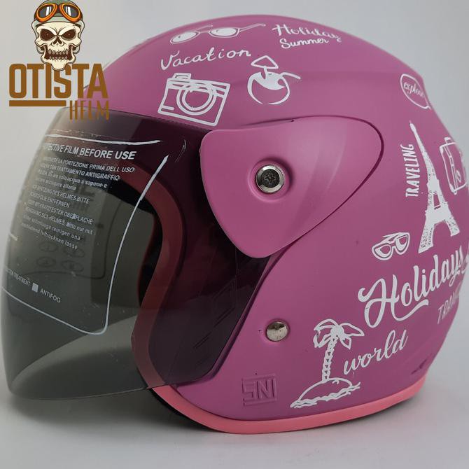 Helm Murah Half Face Gm Evolution Bnh Traveling Pink Doff All Size L Ready Stok