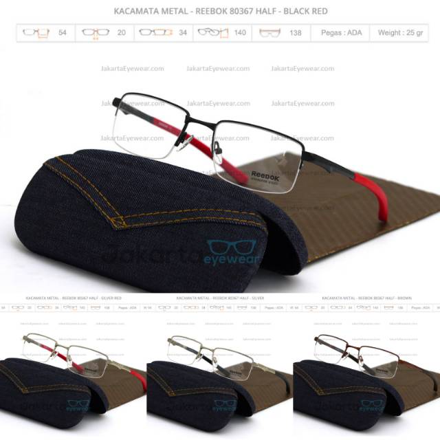 GRATIS Lensa Minus KACAMATA MINUS PRIA SPORT Reebok 80367 Half Frame