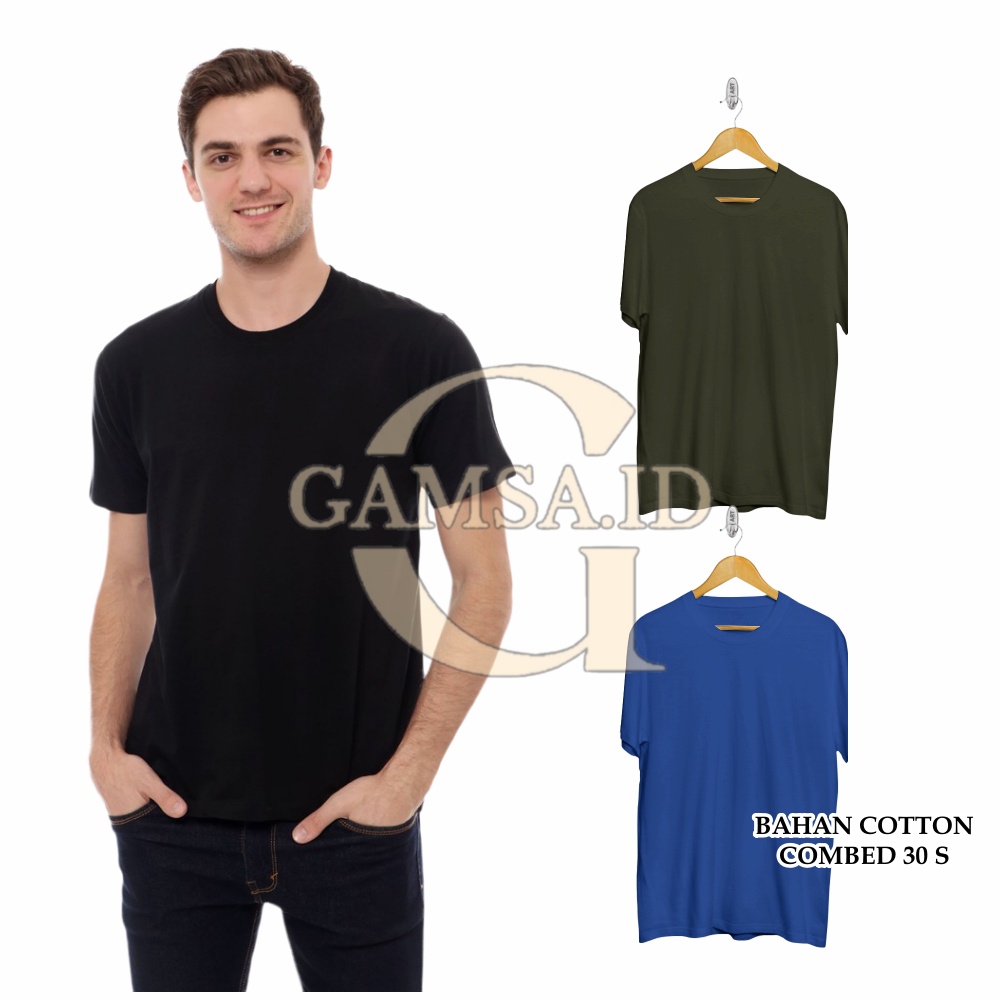 BAJU PENDEK PRIA WANITA - KAOS POLOS SANTAI PANTAI TSHIRT BAHAN COTTON COMBED 30 S
