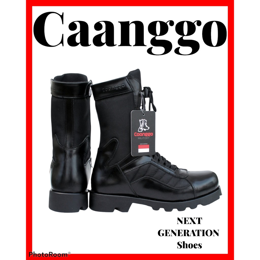 SEPATU PDL TNI POLRI KULIT ASLI MODEL NINJA CAMEL TERBARU 2021 BRAND CAANGGO MILITARY