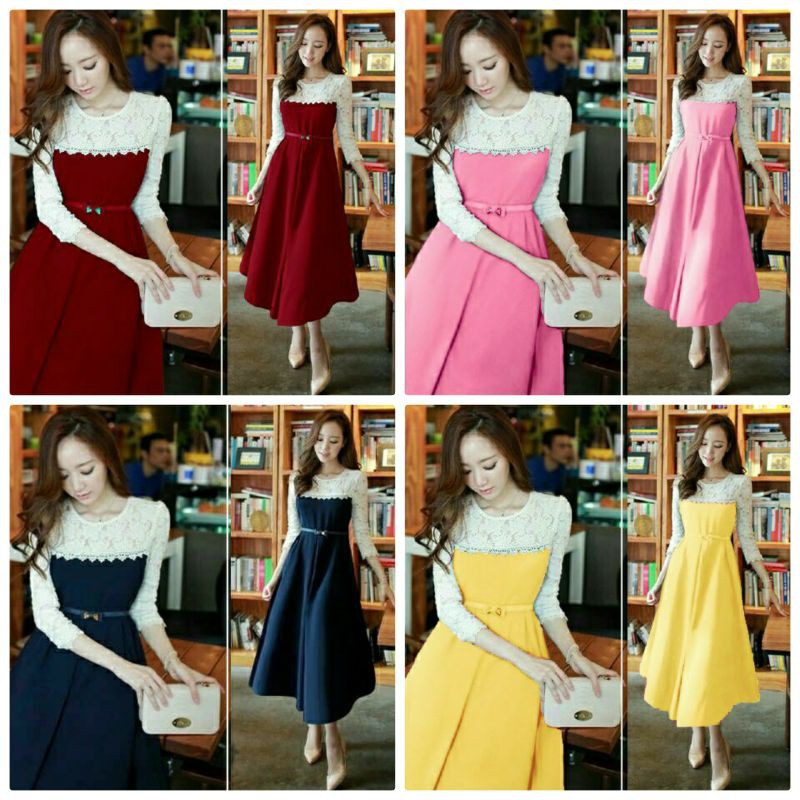Longdress Kori Brukat/Fashion Wanita (LD90cm)