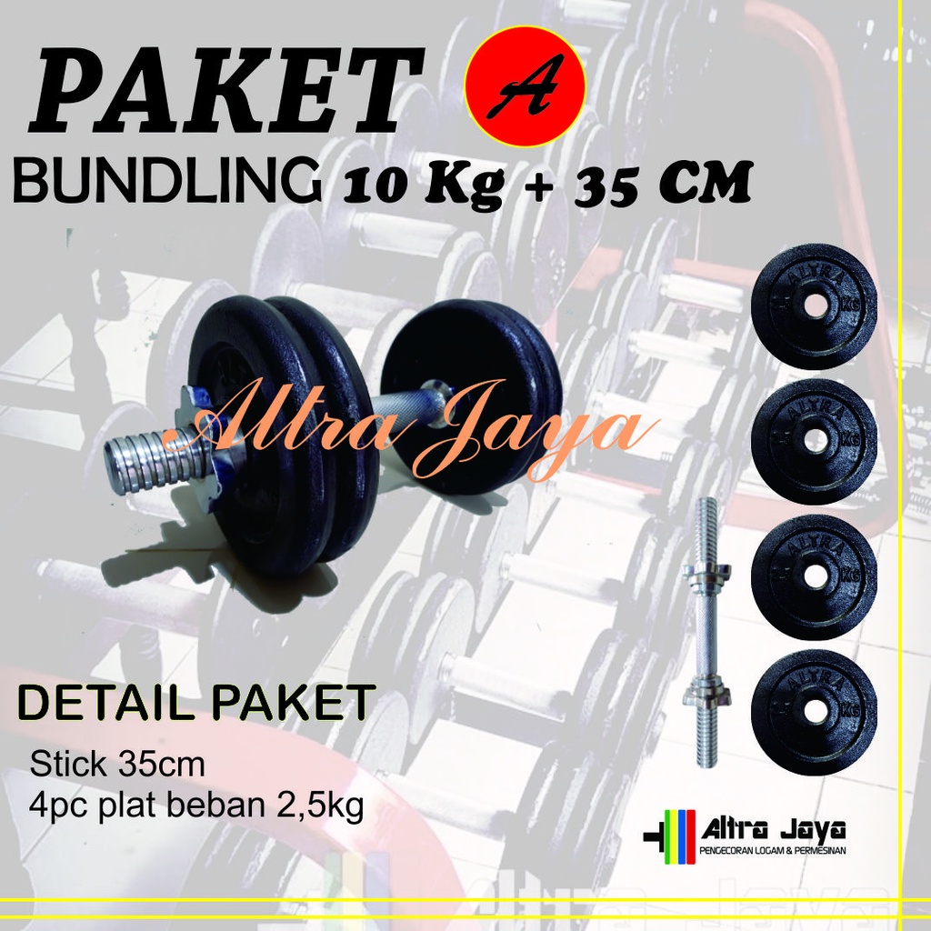 fitness barbel 10kg stik 35cm stick barbell pendek dumbbell set dumbel