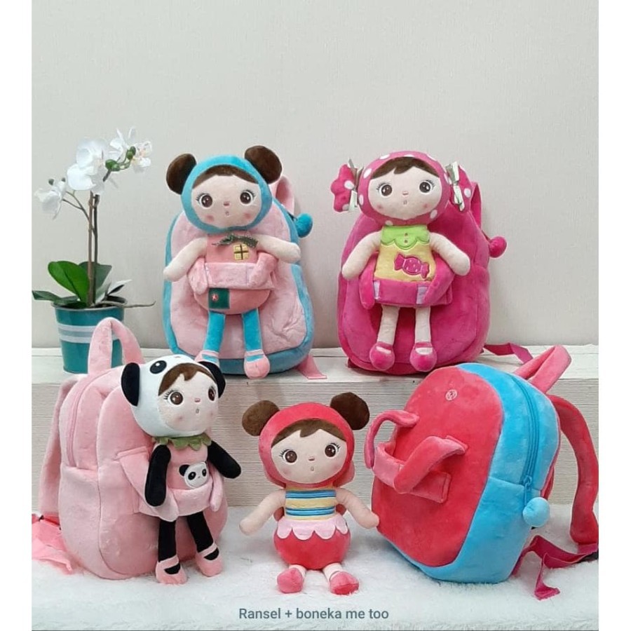 Tas Ransel & Boneka Me Too Pretty Girl Angela tas Sekolah Main Anak TK PAUD SDIT SD Boneka Angela