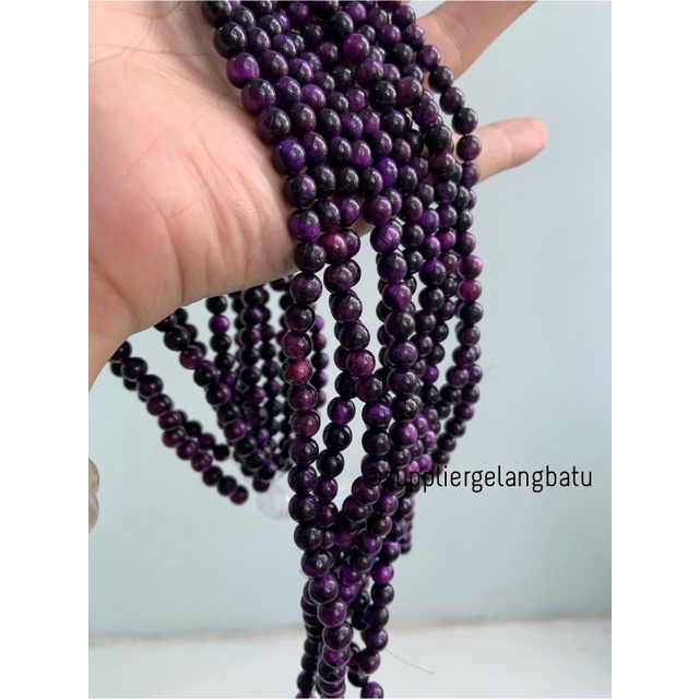 tiger eye ungu 6mm purple biduri sepah bahan manik batu alam natural