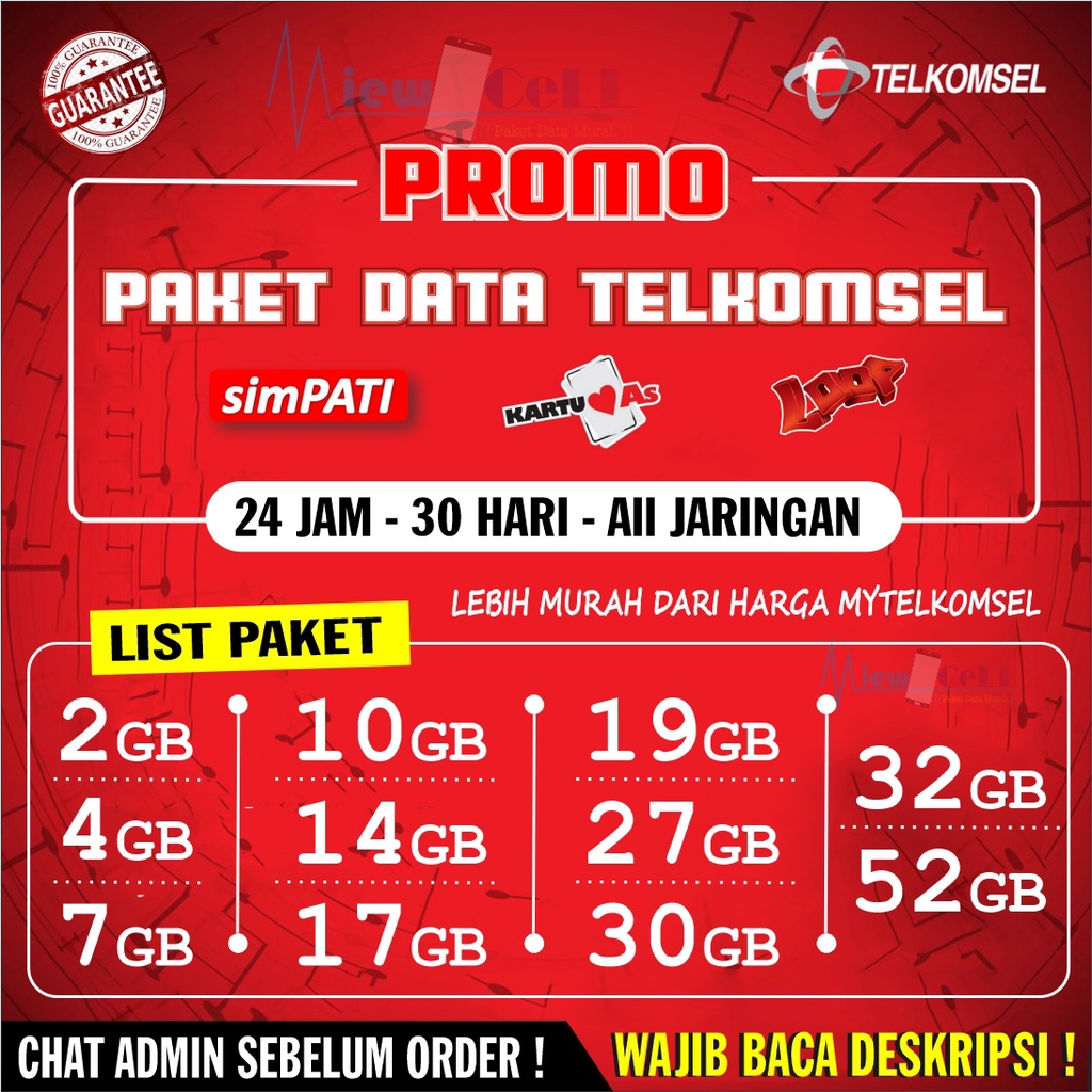 [PROMO] KUOTA TELKOMSEL SIMPATI AS LOOP OMG 4GB 7GB 10GB 14GB 17GB 19G 27GB 30GB 32GB 52GB