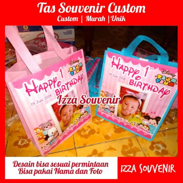

Tas Souvenir Custom Ultah Pakai Foto dan Nama Anak