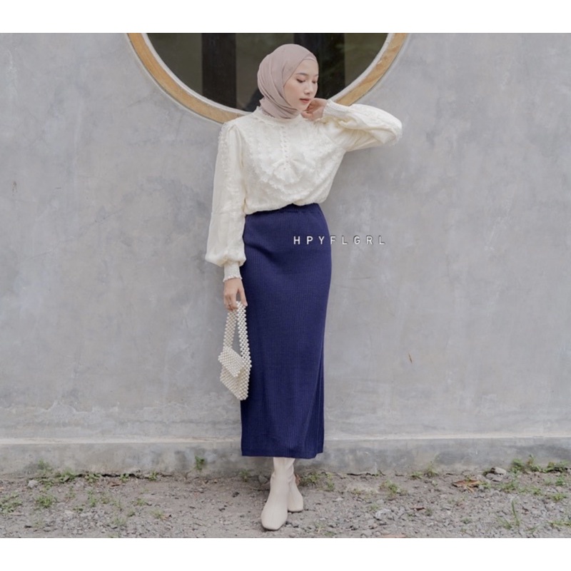 ROK SPAN RAJUT - KNIT MURAH POLOS WARNA HITAM BW PANJANG TEBAL ADEM MELAR GROSIR MAXI SKIRT ABG